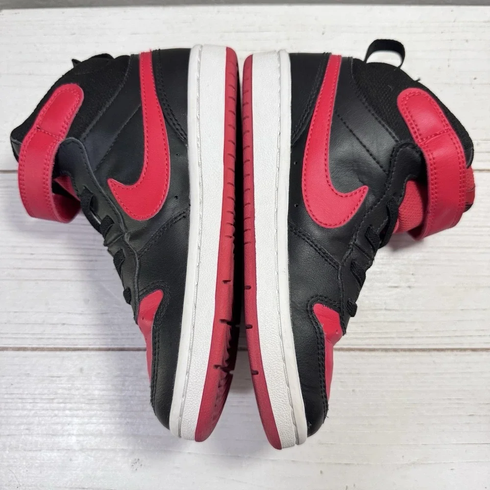 Nike Court Borough Mid Top 2 Red Black Kids Size 13C CD7783-602